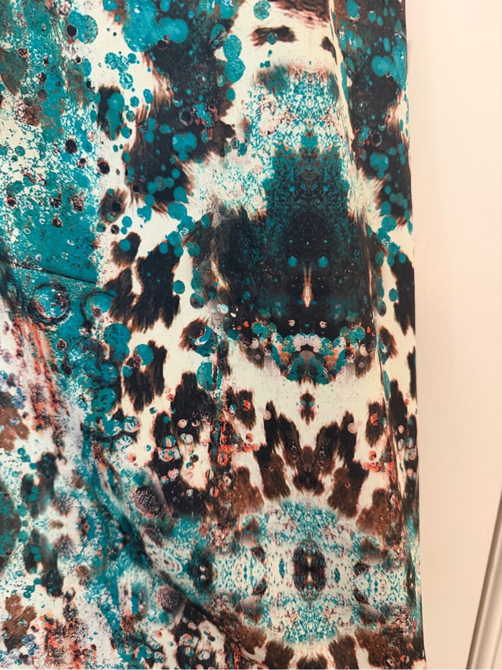XL Sleeveless Tunic Top Teal Animal Print Crochet Trim NWOT - Picture 3 of 6